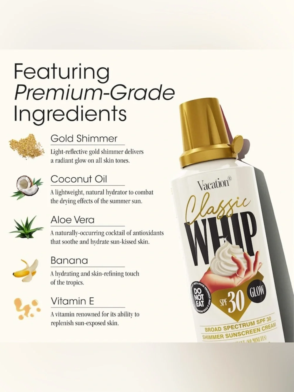 Vacation NEW Classic Whip Glow SPF 30 Sunscreen 118ml